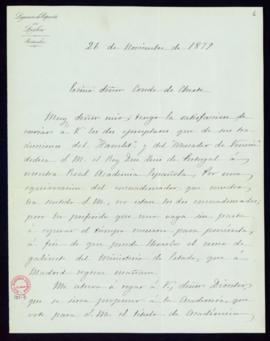 Carta del conde de Casa Valencia al conde de Cheste con la que remite las traducciones de Hamlet ...