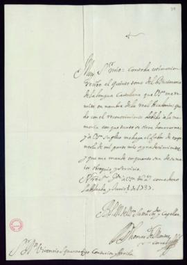 Carta de Tomás de Montes Corral a Vincencio Squarzafigo de agradecimiento por el envío del quinto...