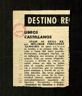 Libros castellanos. Viaje al siglo XX, por Melchor Fernández Almagro