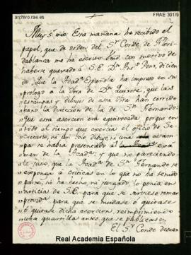 Minuta de la carta [de Manuel de Lardizábal a Francisco Pérez de Lema] en la que le hace saber qu...