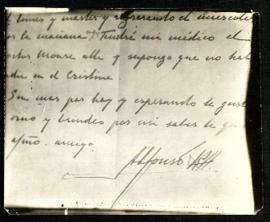 Reproducción fotográfica de una carta de Alfonso XIII a la marquesa del Mérito
