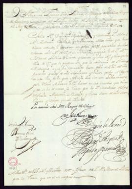 Orden del marqués de Villena de libramiento a favor de Manuel Pellicer de Velasco de 135 reales y...