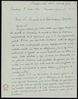 Carta de Manuel de Montoliú al director [Miguel Asín Palacios] en la que acusa recibo de su diplo...