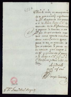 Carta de José Torrero a Francisco Antonio Angulo en la que le comunica que ha presentado a la rei...