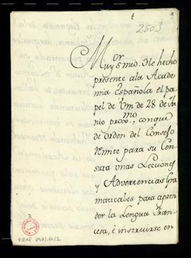Minuta de la carta [de Francisco Antonio de Angulo] a Ignacio de Higareda en la que le comunica q...