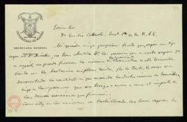 Carta de José Alemany a Emilio Cotarelo en la que le indica que el director le expuso que no se h...