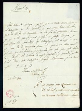 Carta de Juan Meléndez Valdés a Juan Alamanzón en la que le indica que escoja el ejemplar del Qui...