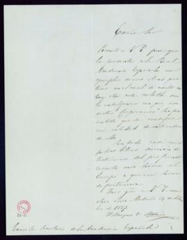 Carta del marqués de Molins al secretario [Manuel Bretón de los Herreros] con la que remite un ej...