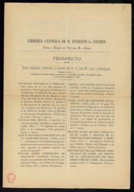 Prospecto de las obras religiosas, históricas y amenas de José María León y Domínguez, en la Libr...