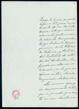 Carta de Luis de Herrera y Robles a Manuel Tamayo y Baus, secretario, en la que le comunica su ca...