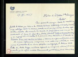 Carta de Carlos González-Espresati a Melchor Fernández Almagro en la que le dice que ha curiosead...