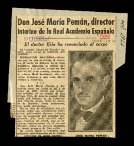 Don José María Pemán, director interino de la Real Academia Española