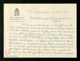 Carta de Luis Redonet, bibliotecario perpetuo de la Real Academia de Ciencias Morales y Políticas...
