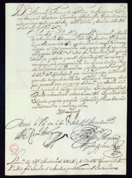 Orden del marqués de Villena del libramiento a favor de Jacinto de Mendoza de 783 reales y 2 mara...