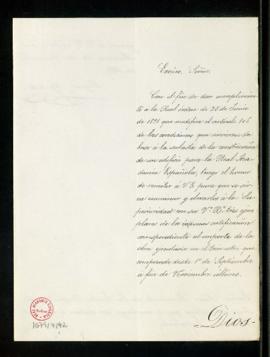 Carta de Miguel Aguado al presidente de la Junta inspectora de las obras de Felipe IV [el conde d...