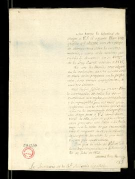 Carta de Manuel Pérez Ramajo al secretario [Francisco Antonio González] con la que le remito un P...
