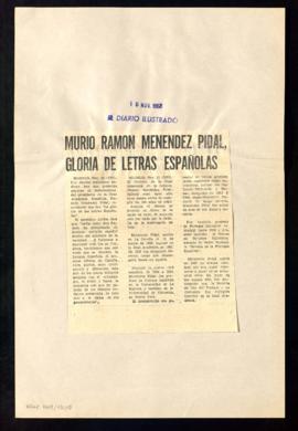 Murió Ramón Menéndez Pidal, gloria de las letras españolas
