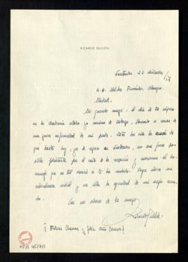 Carta de Ricardo Gullón a Melchor Fernández Almagro en la que le felicita por su ingreso en la Ac...