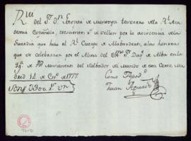 Recibo de Juan Aguado de 300 reales de vellón por la asistencia de la guardia del Real Cuerpo de ...
