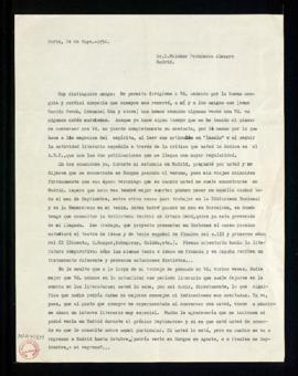 Carta de J. Corrales a Melchor Fernández Almagro en la que le detalla su proyecto de tesis doctor...