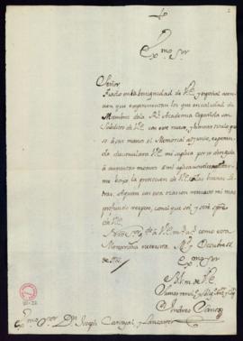 Carta de Andrés Santos a José de Carvajal y Lancáster con la que adjunta un memorial