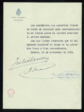 Propuesta de Arturo Marasso como académico correspondiente en Buenos Aires
