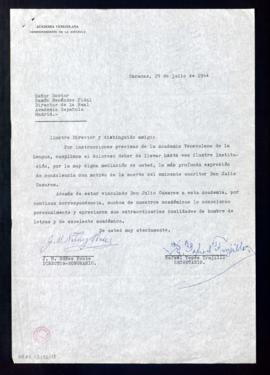 Carta de Enrique Yepes Trujillo y de José Manuel Núñez Ponte, secretario y director honorario de ...
