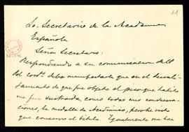 Carta del marqués de Lema al secretario en la que le manifiesta que durante el desvalijamiento de...