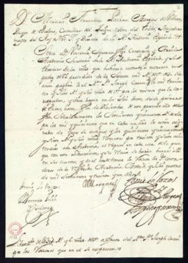 Orden del marqués de Villena de libramiento a favor de José Casani de 1307 reales y 6 maravedís d...