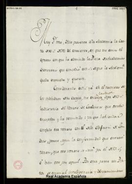 Minuta de la carta de Francisco Antonio de Angulo al conde del Águila en la que le traslada que d...