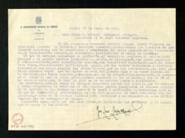 Carta de José Luis López Morelló, administrador principal de Correos de Lérida, a Melchor Fernánd...