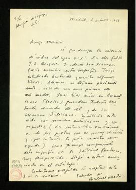 Carta de Rafael Alberti a Melchor Fernández Almagro en la que le expresa su interés por escribir ...