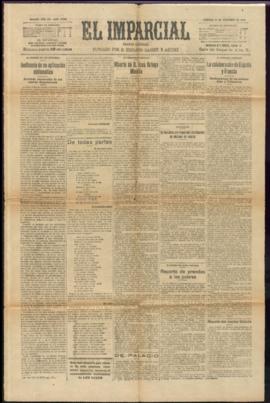 Páginas 1 y 2 del diario El Imparcial de 31 de diciembre de 1922, con la noticia del fallecimient...