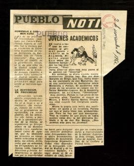 Recorte de prensa del diario Pueblo con una noticia sobre la juventud de los posibles candidatos ...