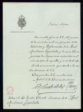 Carta del conde de las Navas, bibliotecario mayor de S. M., a Emilio Cotarelo en la que acusa el ...