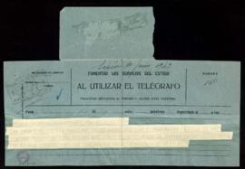 Telegrama del alcalde de Alcalá de Henares por el que transmite el pésame de la ciudad a la Acade...