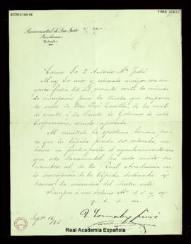 Carta de J.[oaquín] González Fiori, presidente de la junta directiva de la archicofradía sacramen...