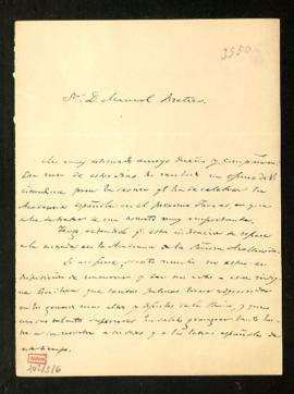 Carta de Manuel José Quintana a Manuel Bretón de los Herreros en la que lamenta que su precario e...