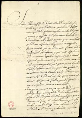 Carta del duque de Salviati a Vincencio Squarzafigo en la que le agradece la noticia de que la Ac...