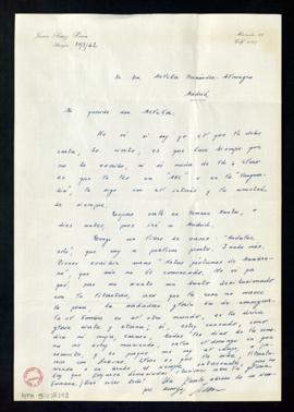 Carta de Juan Ruiz Peña a Melchor Fernández Almagro en la que le dice que va a publicar pronto el...