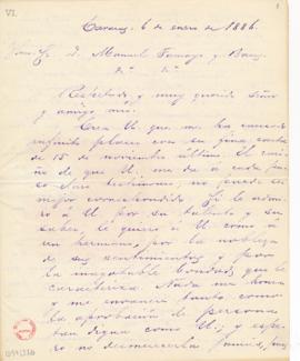 Carta de Julio Calcaño a Manuel Tamayo y Baus en la que le comunica que el obispo Rodríguez leyó ...