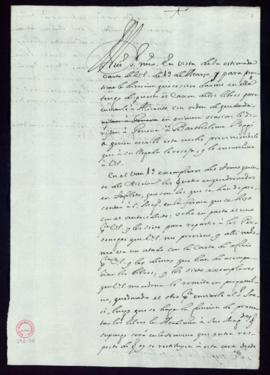 Minuta de la carta de Vincencio Squarzafigo a José de Montealegre en la que le comunica el envío ...