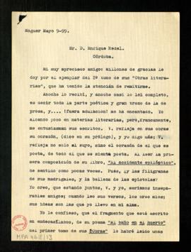 Copia de la carta de Luis Ortega a José Antonio sobre la enfermedad de Juan Ramón Jiménez, inicia...