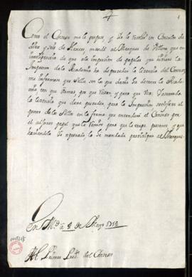 Copia del Real Decreto de 4 de mayo de 1714
