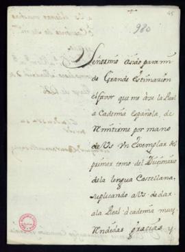 Carta del duque de Bournonville a Vincencio Squarzafigo de agradecimiento por el envío del primer...