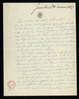 Carta de Alberto María Carreño a Emilio Cotarelo y Mori, secretario de la Real Academia Española,...