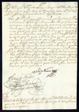 Orden del marqués de Villena de libramiento a favor de Francisco Antonio Zapata de 1382 reales y ...