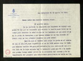 Copia de la carta de Miguel Villanueva, presidente del Congreso de los Diputados, a Jacinto Octav...