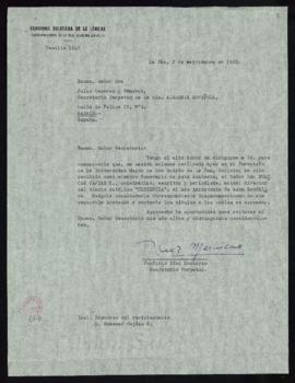 Carta de Porfirio Díaz Machicao a Julio Casares en la que le informa de que Huáscar Cajías K ha s...