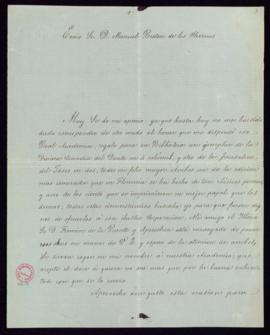 Carta de Marcial de Ávila a Manuel Bretón de los Herreros en la que manifiesta su intención de re...